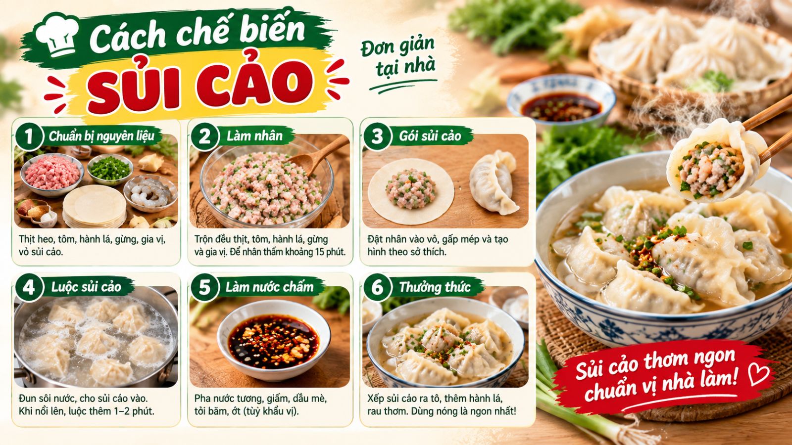 cách chế biến sủi cảo
